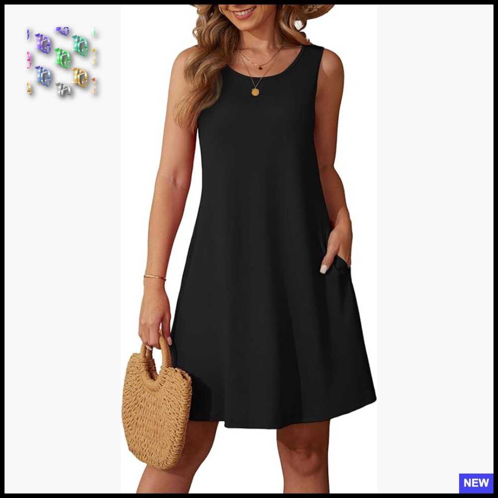 Sleeveless Swing Sundress With Pockets Casual Chic Summer Mini Dress